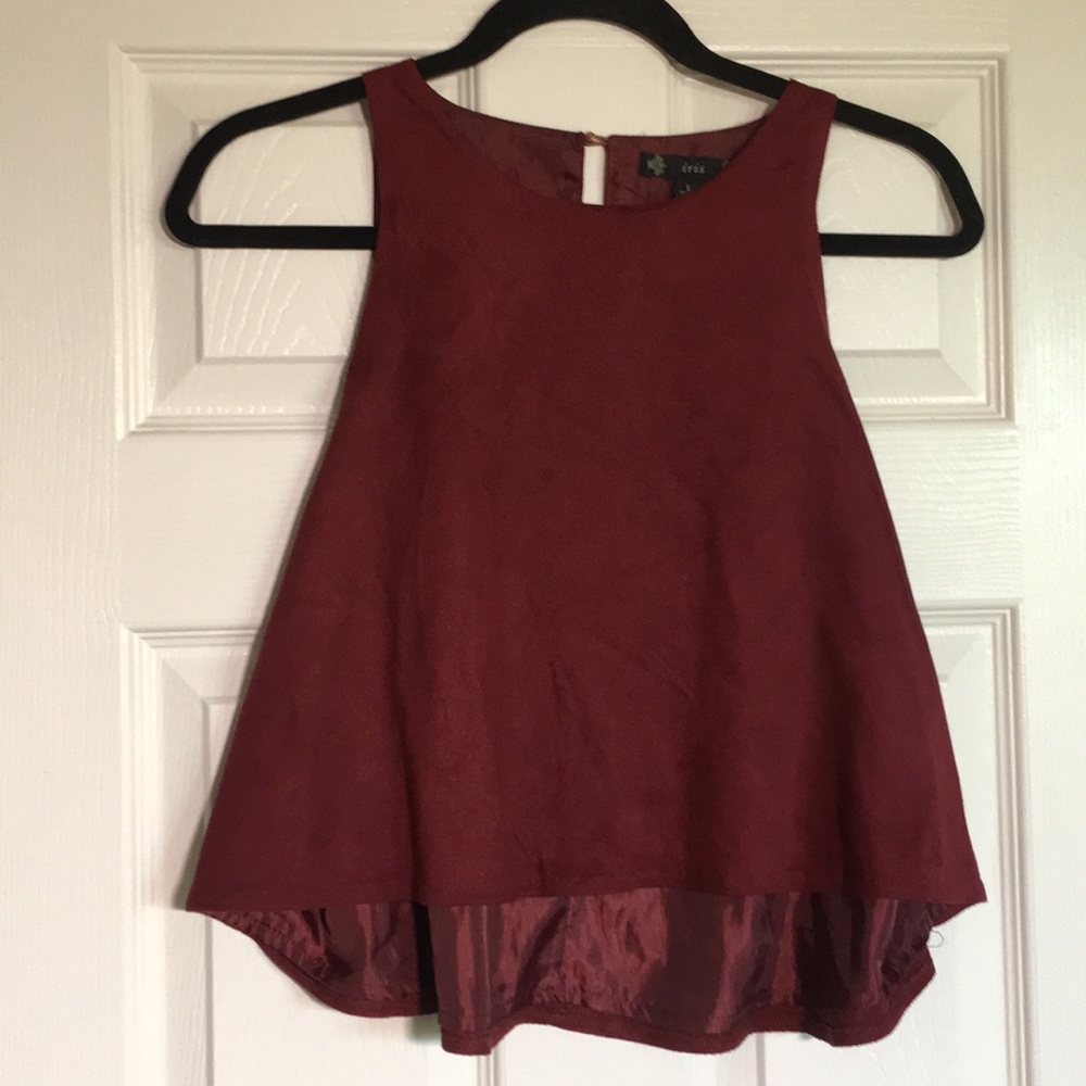 Burgundy suede crop top